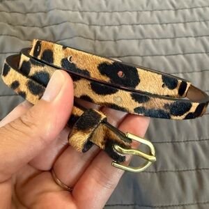 J. Crew Leopard Print Belt with Gold Buckle